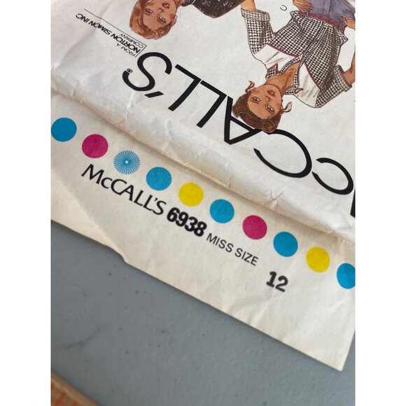 80s McCalls 6938 Misses Western Shirts Sewing Pattern Size 12 Vintage Rodeo CUT - Picture 6 of 7